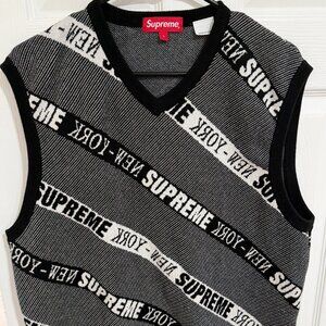 Supreme F/W 2022 “Striped Sweater Vest” Black & White Size Large (L)
